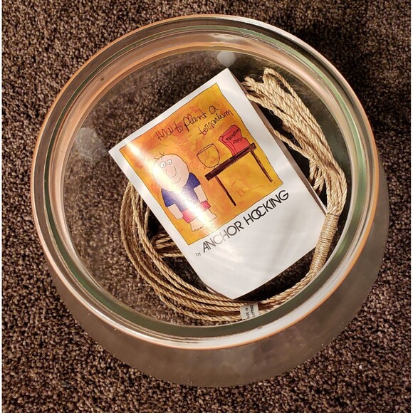 VTG Anchor Hocking Imaginarium 8" Round Bowl Hanging Macramé Net Terrarium NOS - Picture 5 of 7